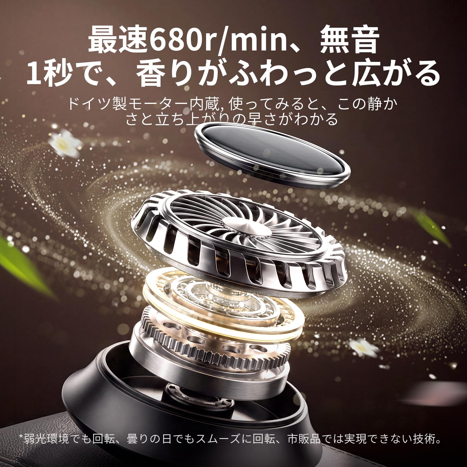 Amazon | Flirva 車 アロマディフューザー ソーラー アルミ合金製 静音