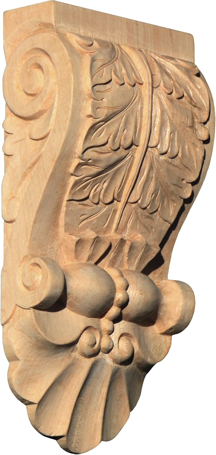 GW378 Hand Carved Acanthus Corbel in Basswood (3-3/4"W X 2"D X 8"H)