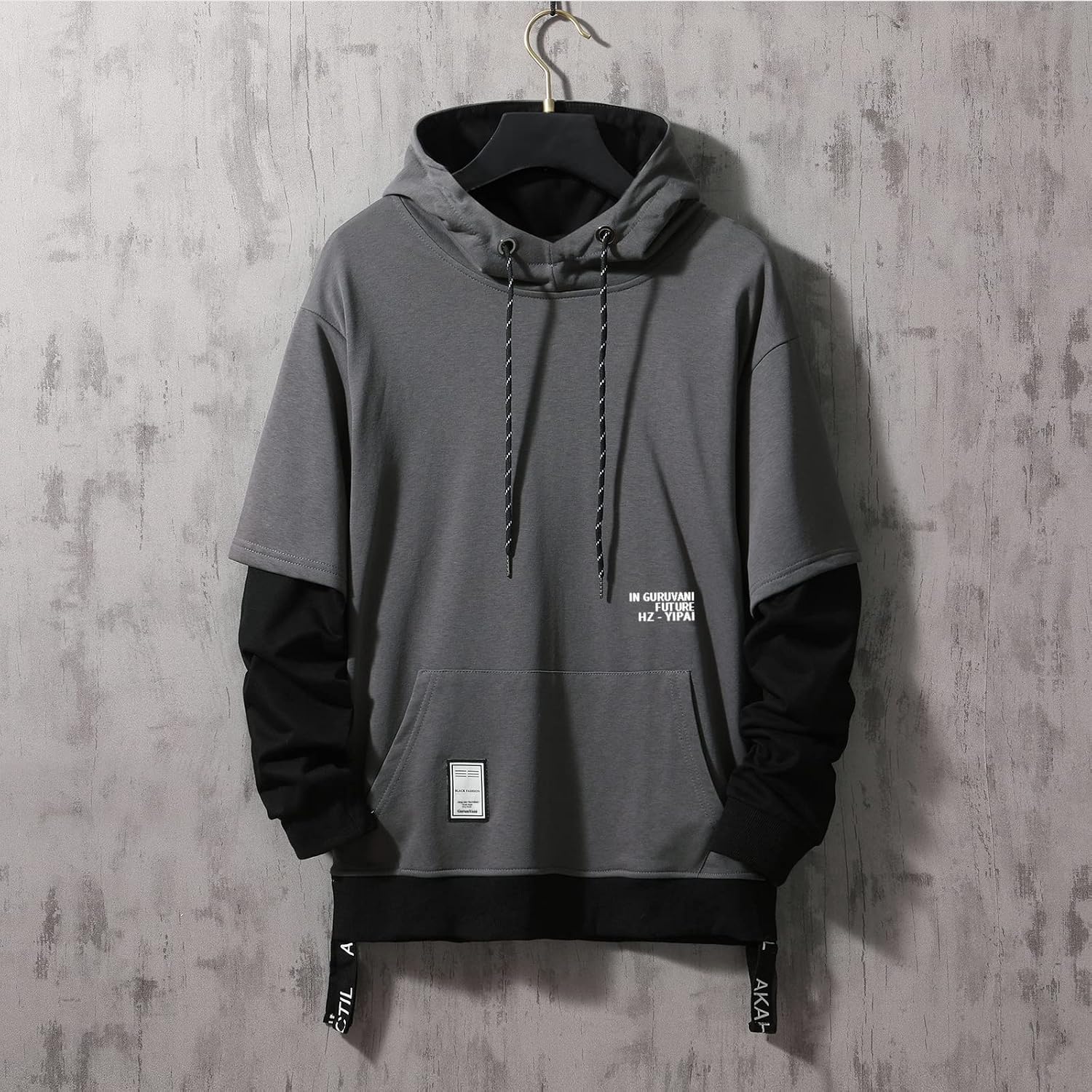 Contrast Color Pullover Hoodie Mens 