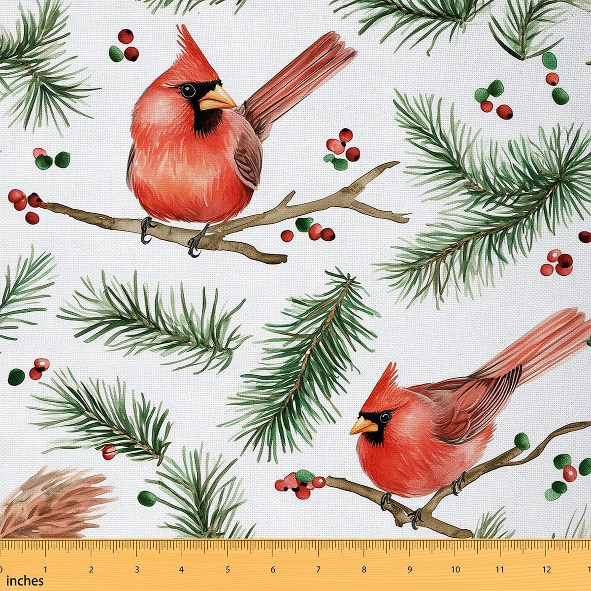 Erosebridal Cardinal Bird Fabric by The Yard, Christmas Ornaments Waterproof Outdoor Fabric 2 Yards, Tree Branches Red Berry Upholstery Fabrics, Tropical Birds Outdoor Indoor Decor