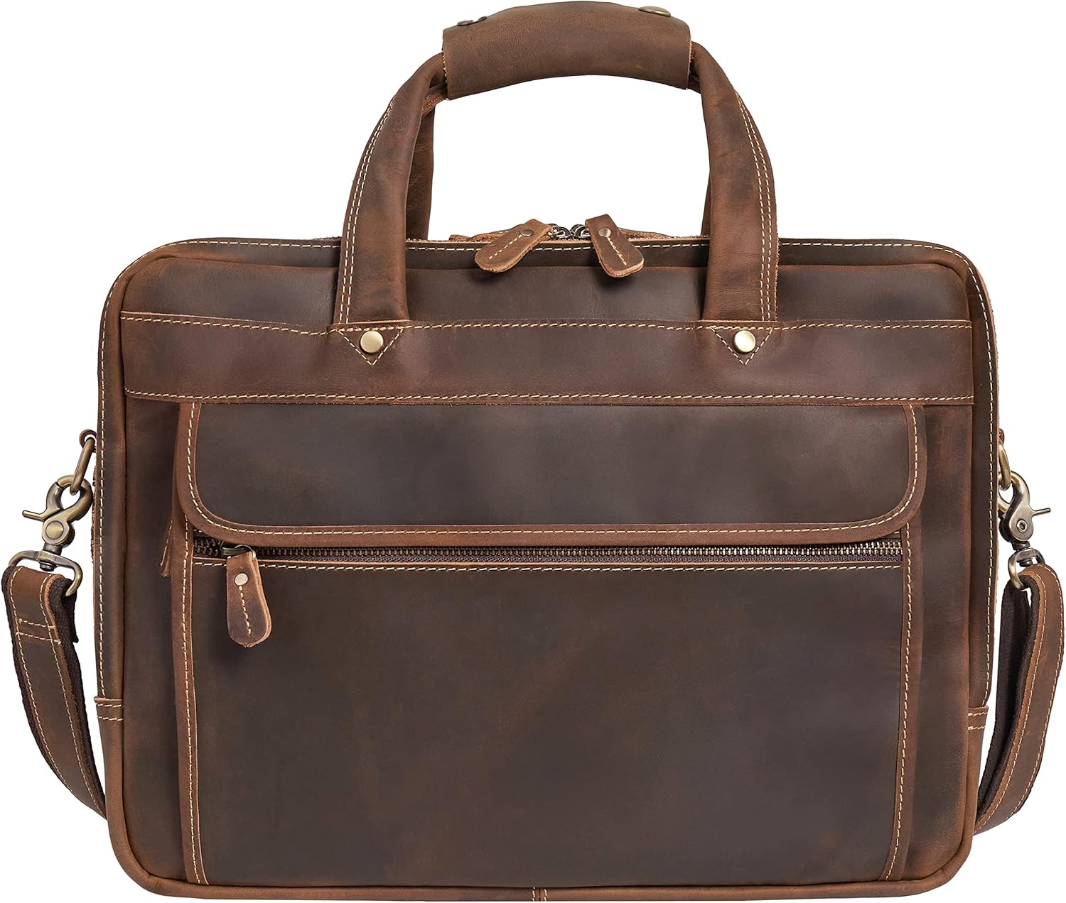 Buy Luxorro Full Grain Leather Briefcase For Men, Handcrafted Leather Laptop Bag For Men with