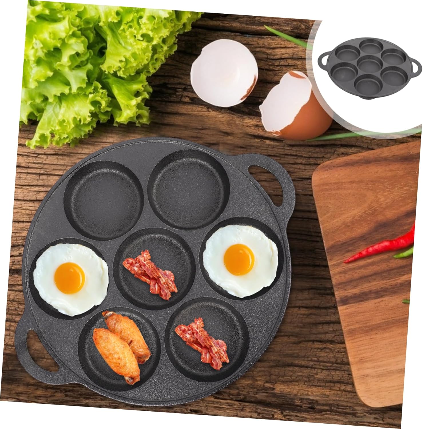 1pc Non-stick Snail Cooking Pan Seven-hole Omelette Frying Pan Ergonomic Design for Easy Use and Cleaning Heavy-duty Iron Material Kitchen Accessory for Breakfast