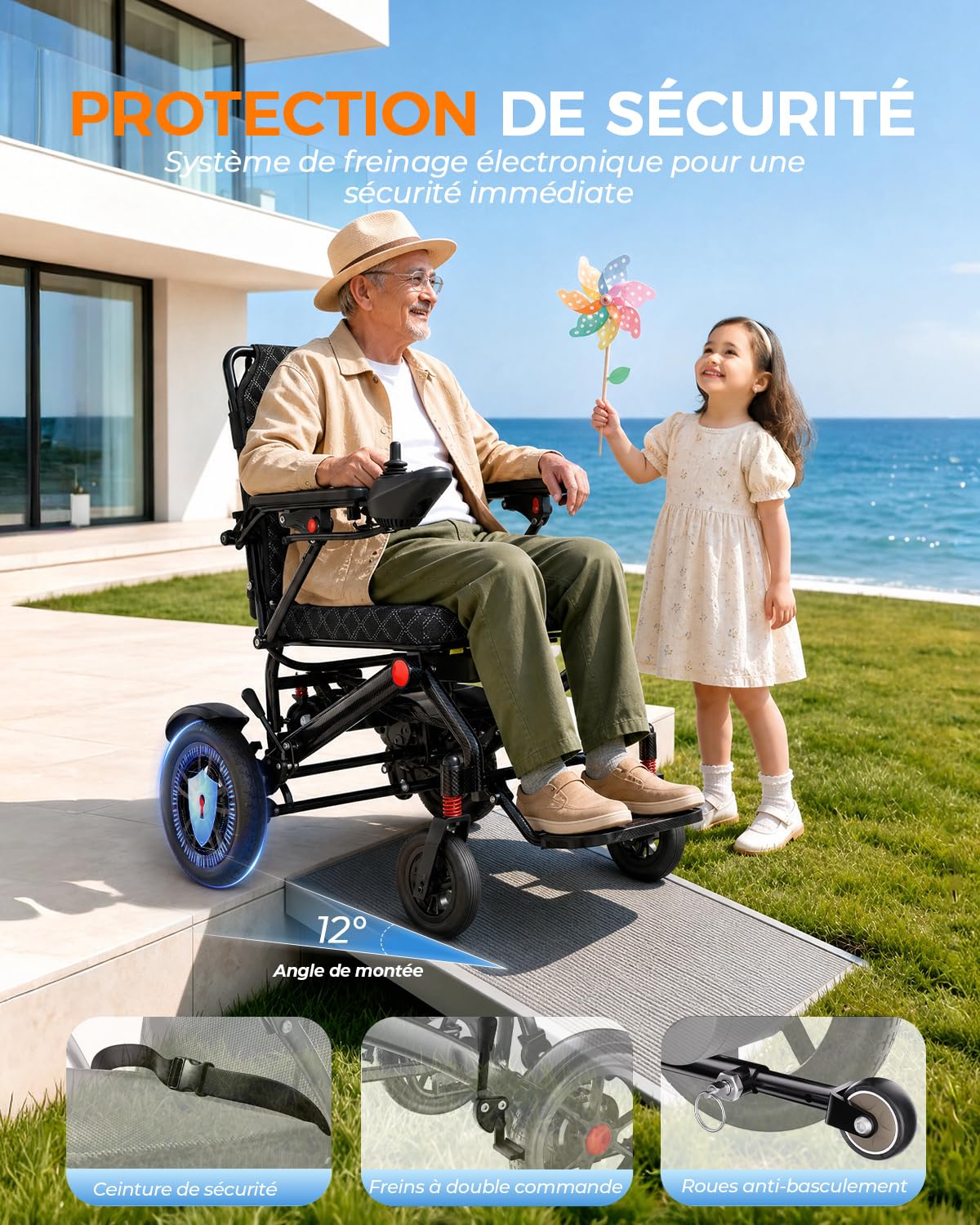 2026 Fauteuil Roulant électrique Pliable Ultra Léger Pour Adultes | Intérieur et extérieur, Alliage d’aluminium Seulement 19kg pour voyage, batterie au lithium 20 Ah, Jusqu'à 150 kg