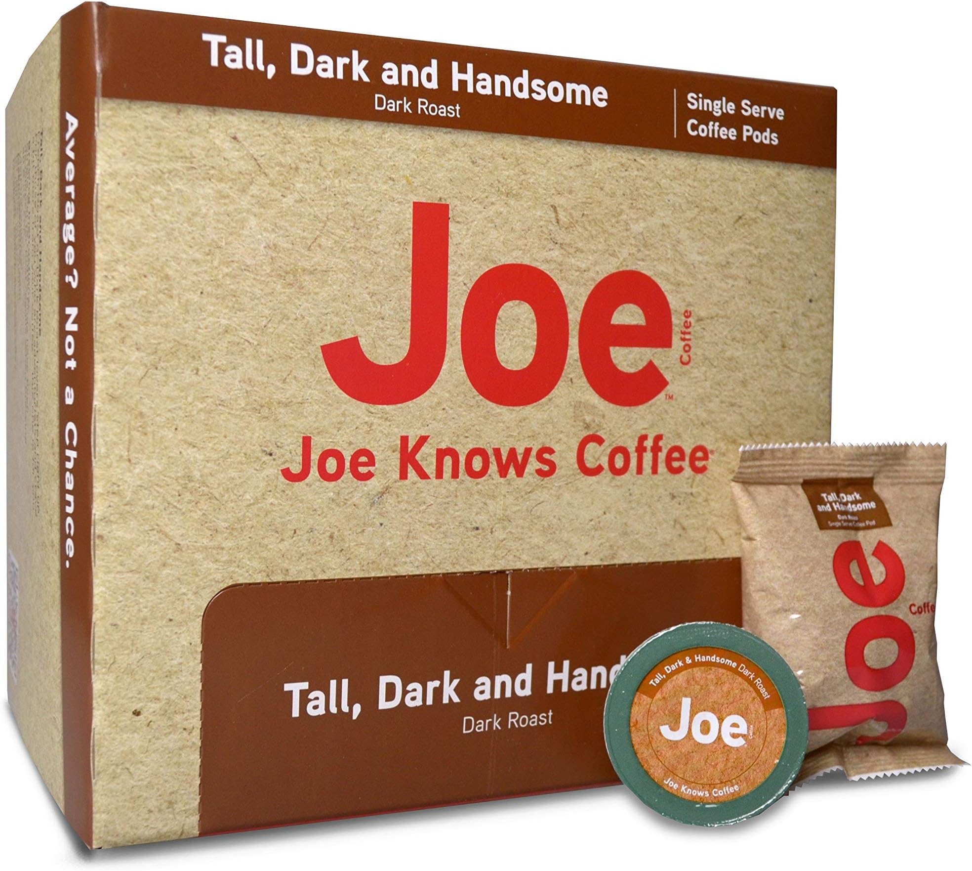Joe Knows Coffee, Tall Dark and Handsome, Single Serve Coffee Pods, 40 count, Rich, Bold Roast, Compatible with Keurig 2.0 brewers