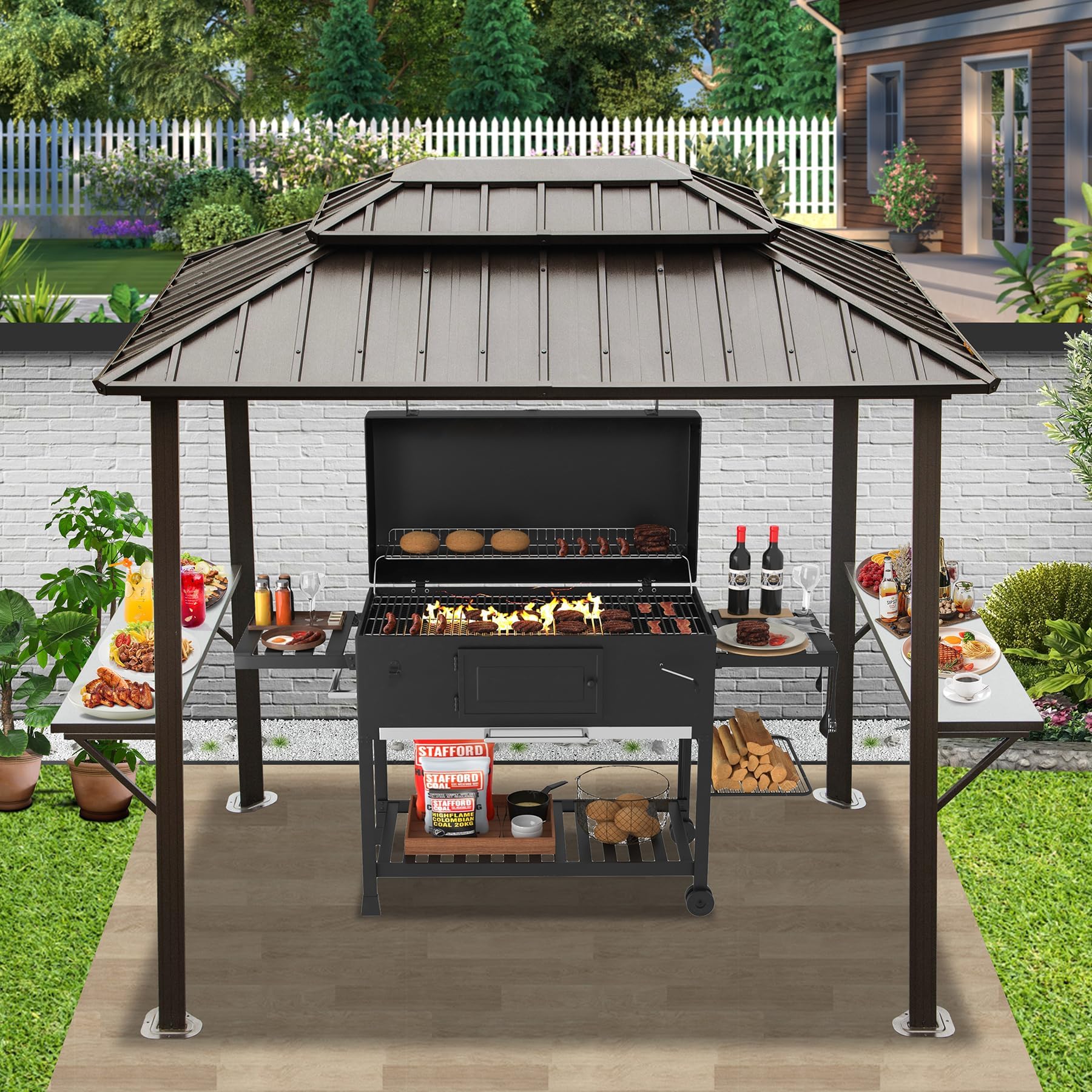Amazon.com: Blackstone 6000 Kitchen 10' x 10' Bar and Grill Pavilion ... - Compact Outdoor Kitchen Grill Shade