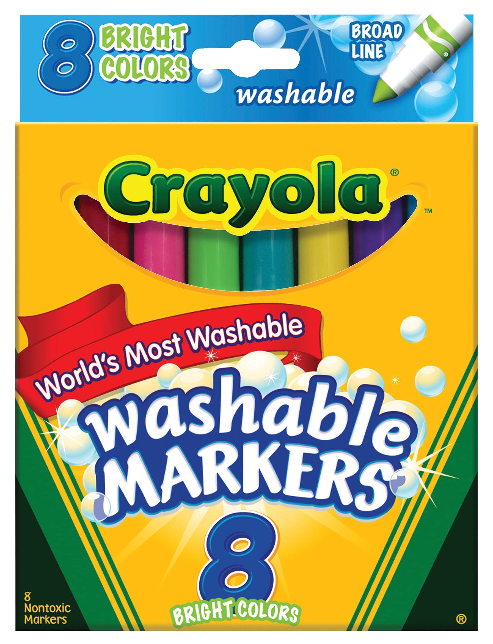 Crayola Ultra Clean Washable Markers, Assorted Bright Colors, 8 Count
