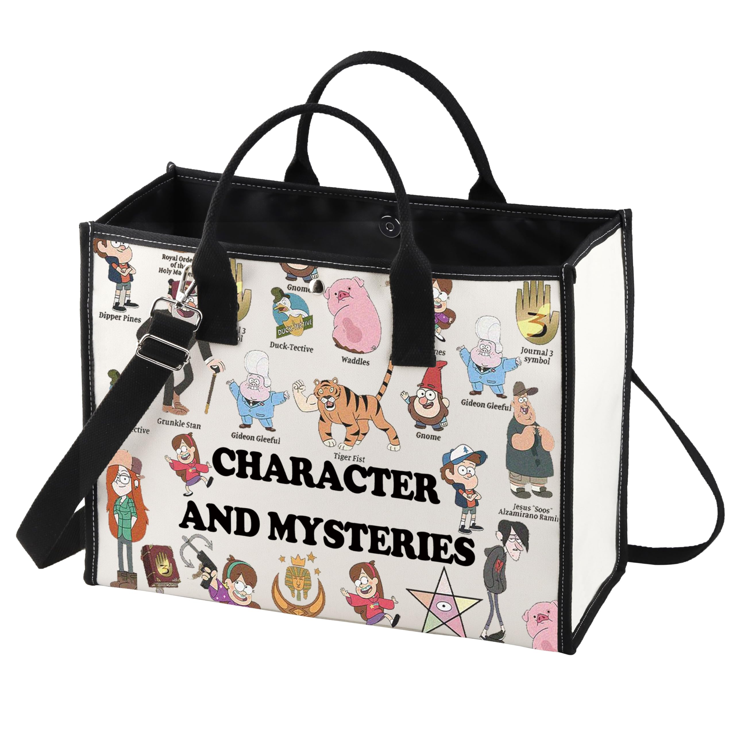 LEVLO Mabel & Dipper Twins Tote Bag Waddles Pig Fans Gift Gravity Character And Mysteries Shoulder Bag Grunkle Stan Merch
