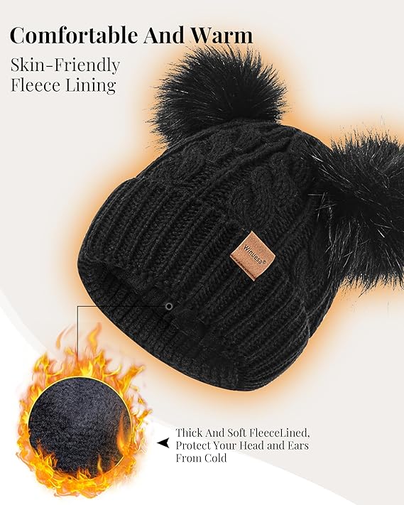 LCZTN FASHION Bonnet D'hiver Pour Femme Doublé En Polaire