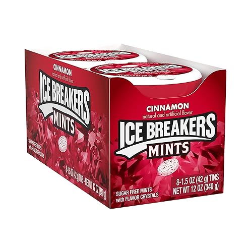 Miniatura 3 de ICE BREAKERS - Mentas para el aliento sin azúcar, sabor canela, latas de 1.5 onzas (8 unidades)