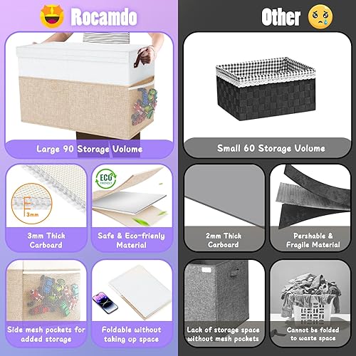 Miniatura 7 de Caja grande de almacenamiento de juguetes con divisor de tapa, organizador de juguetes plegable resistente, cofre organizador de juguetes, Grande