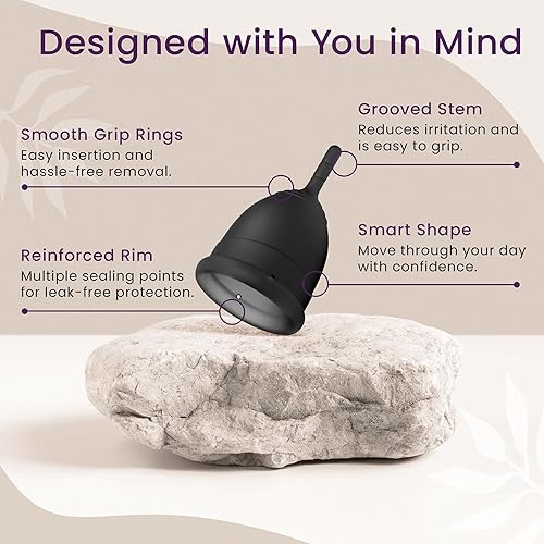 Miniatura 6 de EcoBlossom Kit de copa menstrual  Tampón, almohadilla y disco  Uso durante 12 horas  Copa de período reutilizable diseñada con silicona suave y