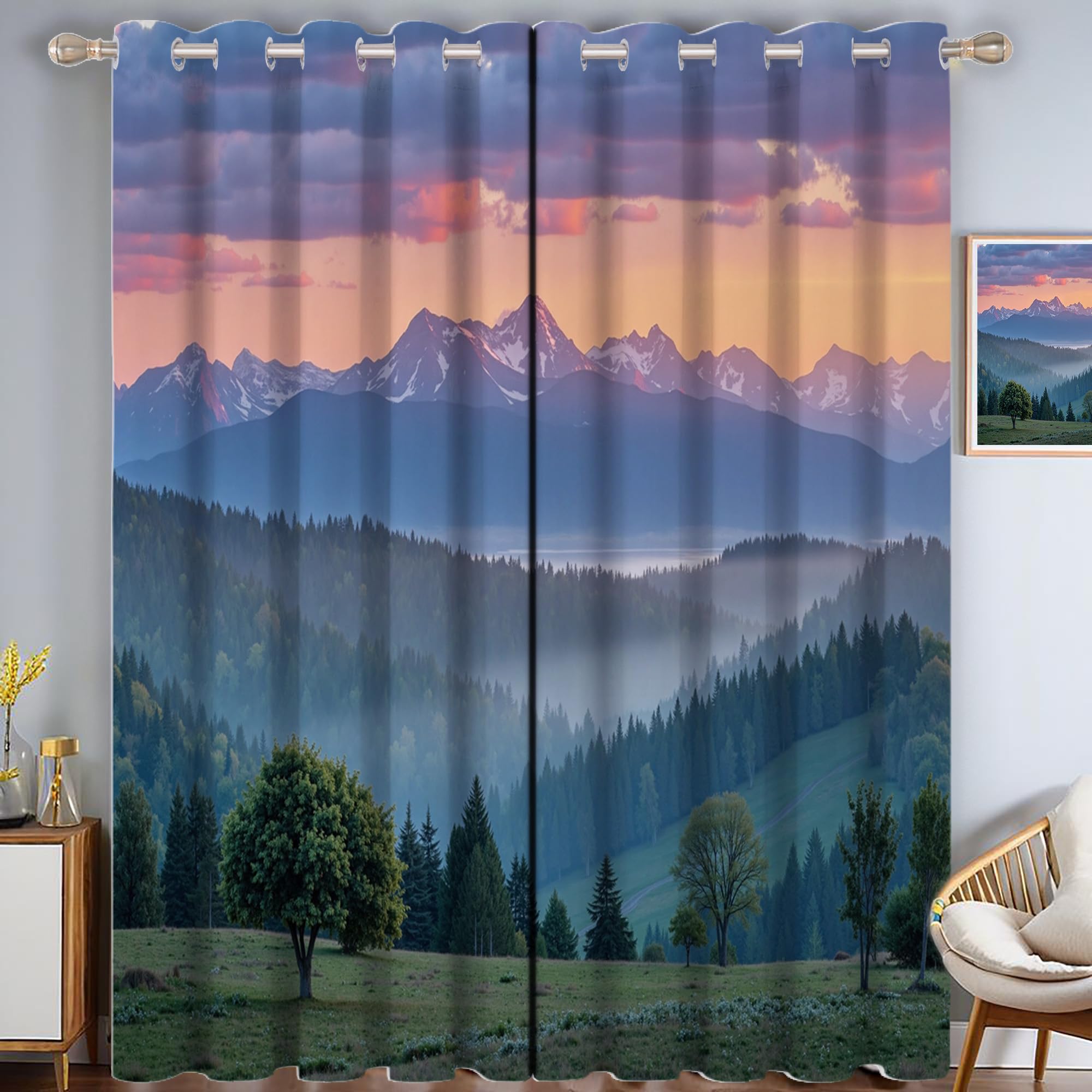 Rideaux de fenêtres intérieurs isolants bleus avec oeillets pour maison et chambre