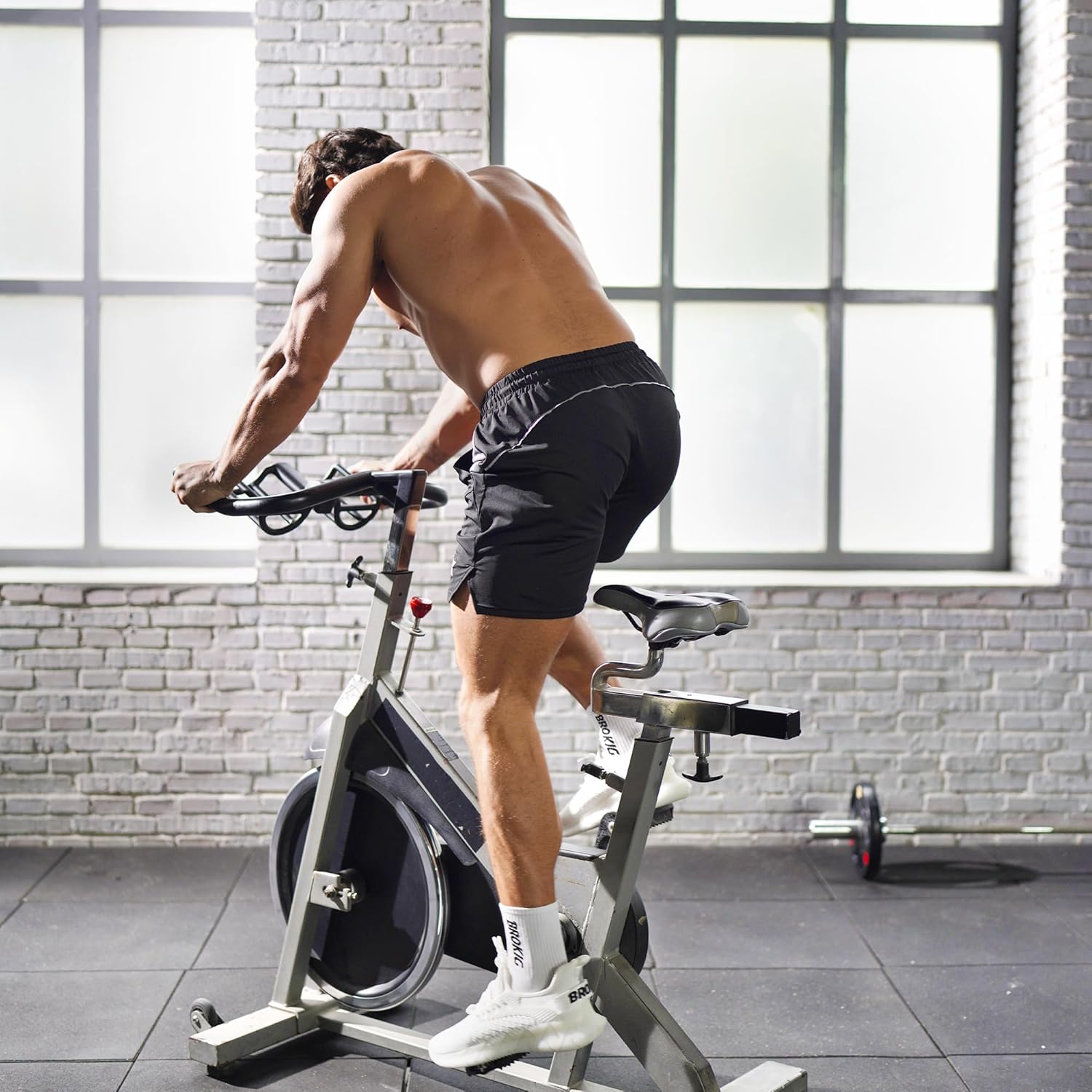 BROKIG Men's LightArmor Gym Shorts with Pocket,Fitted Quick Dry 5 Inch Inseam Athletic Shorts for Workout Exercise