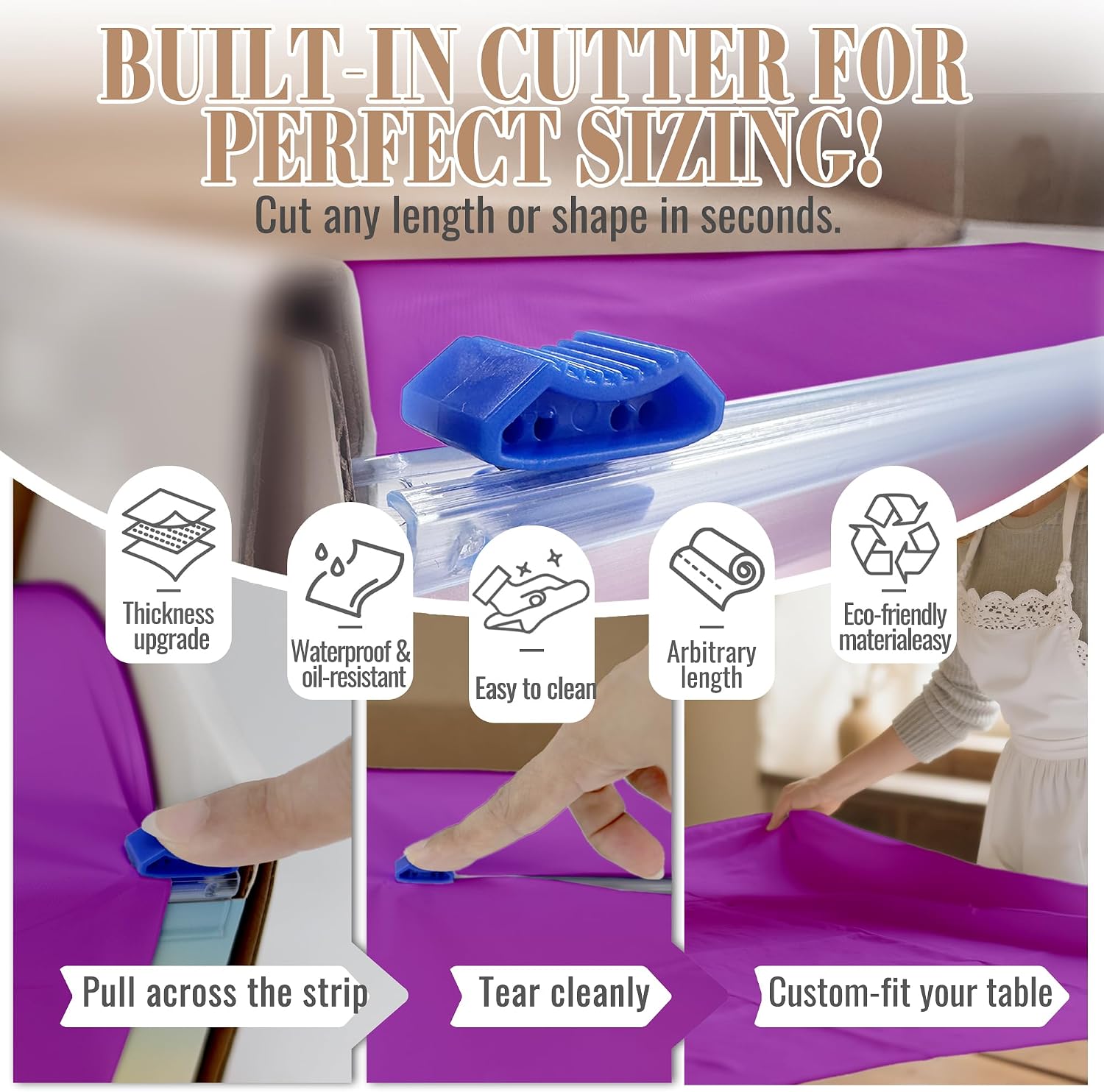 Plastic Table Cloth Disposable, 54In X 300Ft Table Cover Roll image 5
