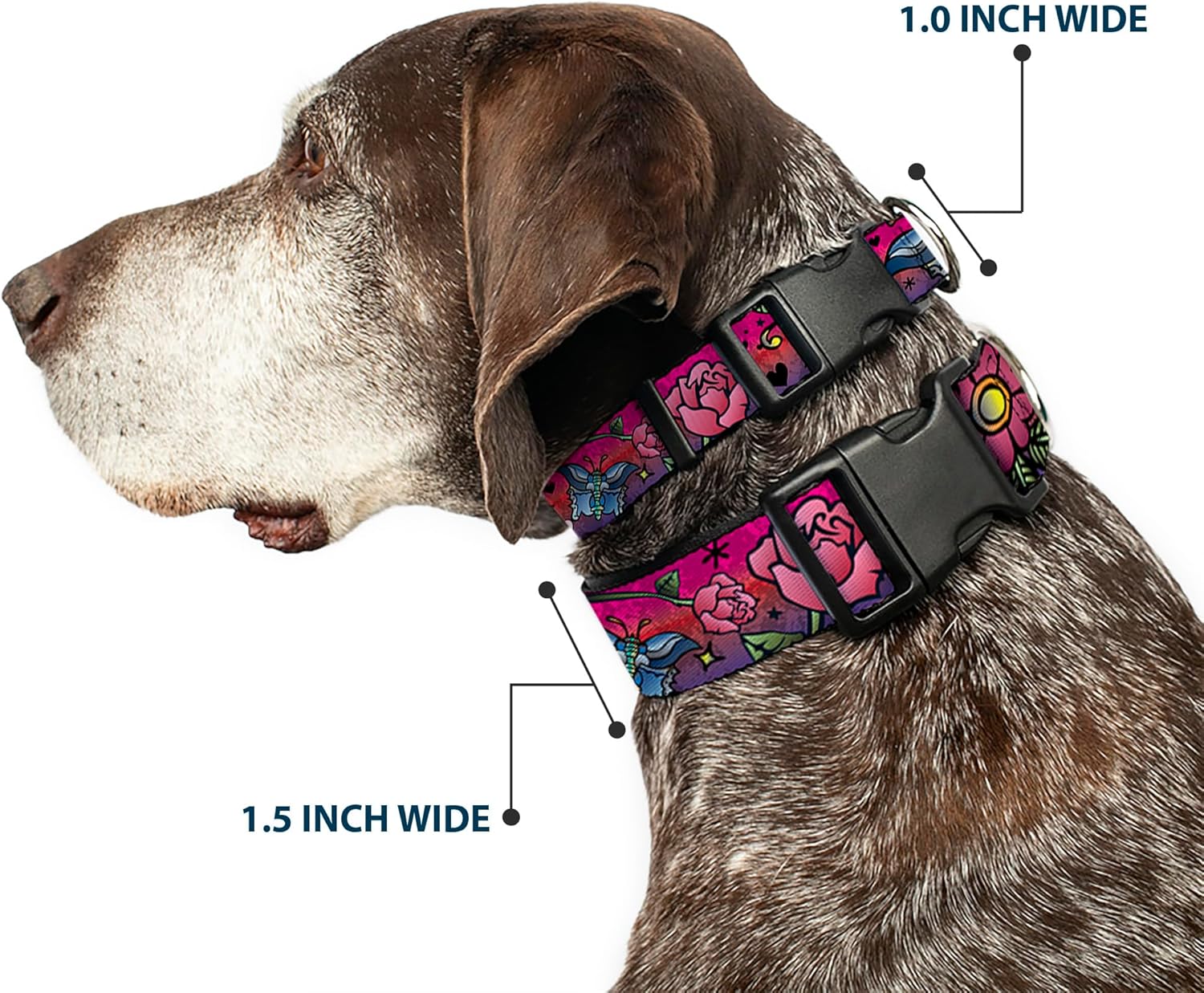 Buckle-Down 13-18" Love Pink Plastic Clip Collar, Wide Small