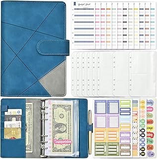 Desafios Poupança com Envelopes - Pasta dinheiro | Fichário folha solta 6 anéis com fivela magnética para homens e mulheres para gerenciar e economizar dinheiro Puchen