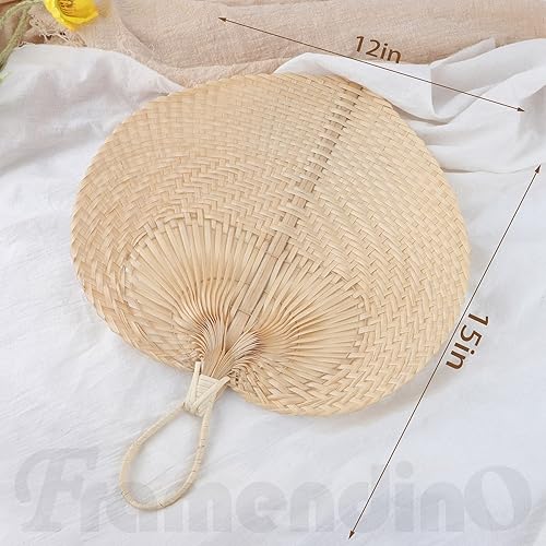 Miniatura 10 de Framendino, Abanicos de mano de bambú natural, abanicos de Riffia hechos a mano para decoración de pared de boda de verano