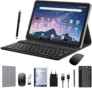 Android Tablet 10 Inch, 5G WiFi Tablet with Keyboard, 1.8GHZ Octa-Core Processor, 4GB+128GB/512GB ROM, Bluetooth 5.0, GPS, Google Certified HD Tablet PC Gray