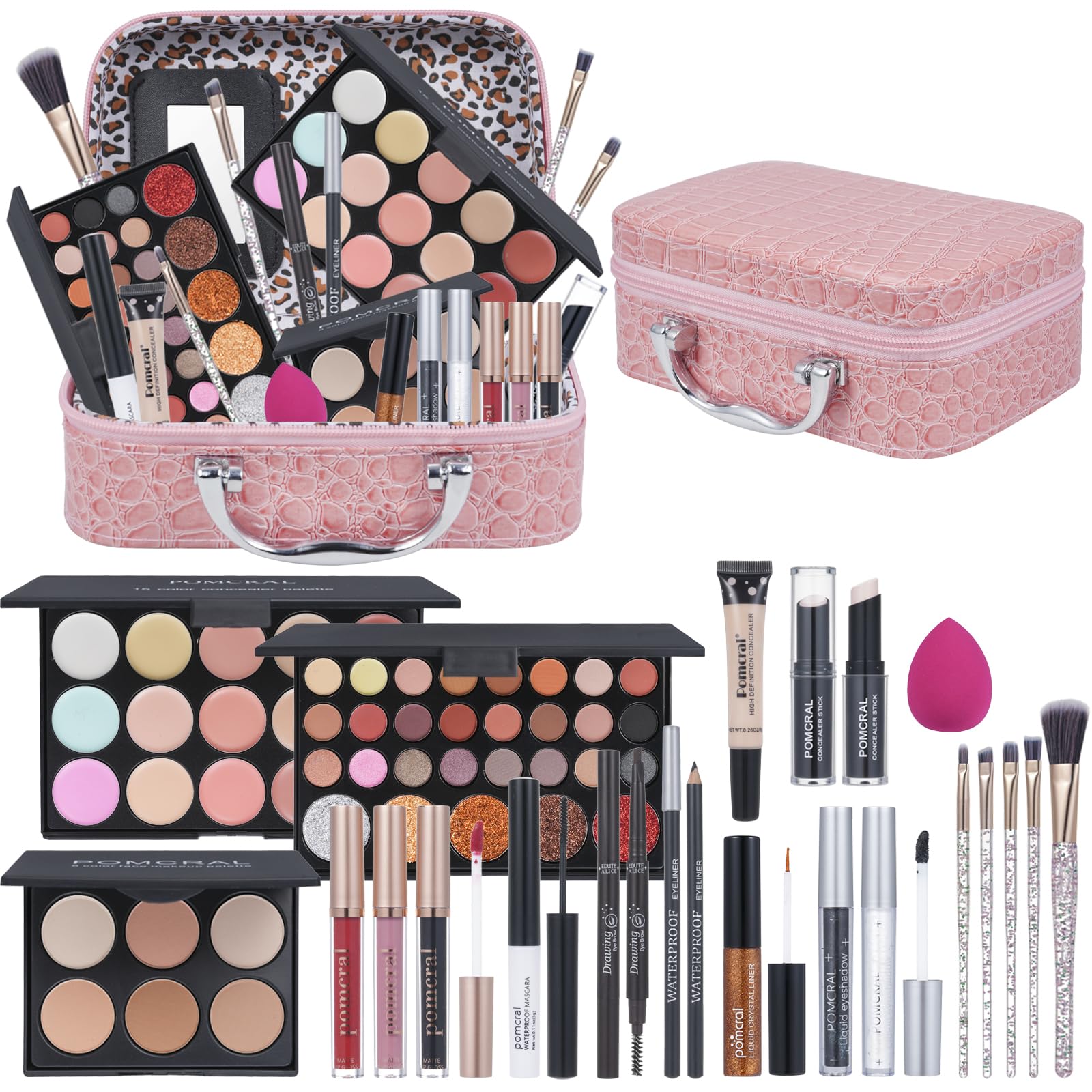 Professional Make up Kit,Makeup kit For Girls, Makeup Set For Women Eyeshadow Palettes, Lip Colors, Makeup brush set,Makeup bag (Pink)