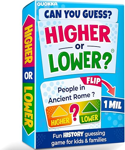 Vista 12 de QUOKKA Juegos de Mesa de Trivia para Niños y Adultos - Versión V2.0 - Juego de Mesa para Noche Familiar 4xSet Tarjetas de Trivia ¿Más Alto o Más