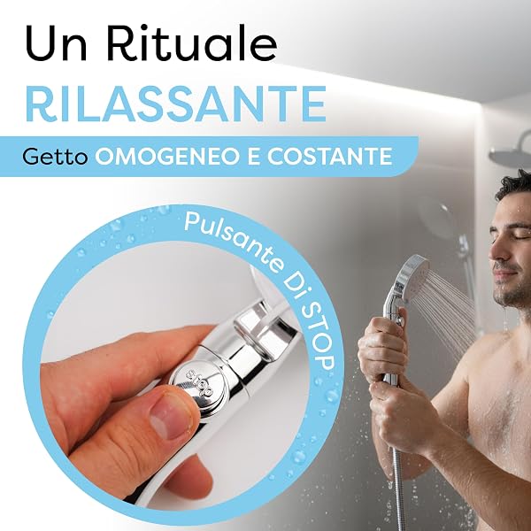 Soffione Doccia Anticalcare con Tubo 1,5m e Supporto Adesivo Senza Forare – Kit Completo con Attacco Universale, Getto Potente, Installazione Senza Trapano - 3