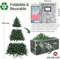 Vista 3 de BALEINE Bolsa de almacenamiento para árbol de Navidad de 9 pies, bolsa para árbol de Navidad artificial extragrande resistente con asas reforzadas