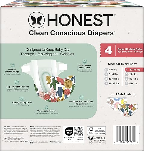 Miniatura 8 de The Honest Company Clean Conscious - Pañales para pieles delicadas, hasta un 100% a prueba de fugas, hipoalergénicos, sin fragancia, género neutro,