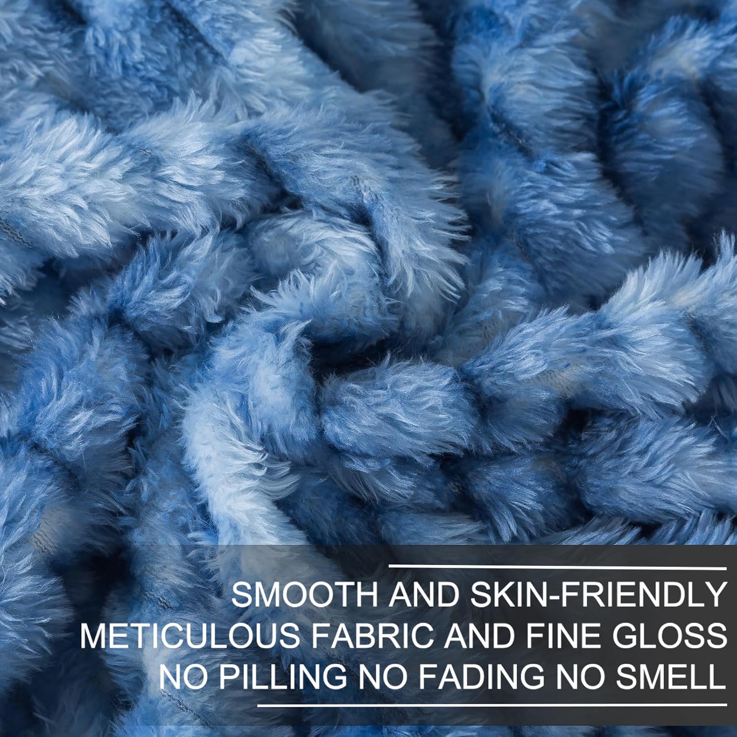 Richave Queen Size Fleece Blanket,Premium Lightweight Anti-Static 90x90 Inches 3D Clouds Stylish Jacquard Velvet Plush Bed Blanket for Queen Full Bed, Tie-dye Stone Blue - Image 8