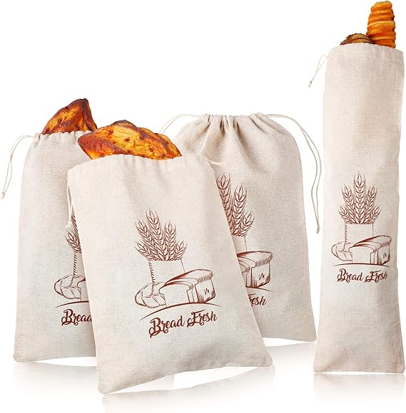 GD HUA Brotbeutel 2er Set - Wiederverwendbare Leinen Brotbeutel Mit Verschluss