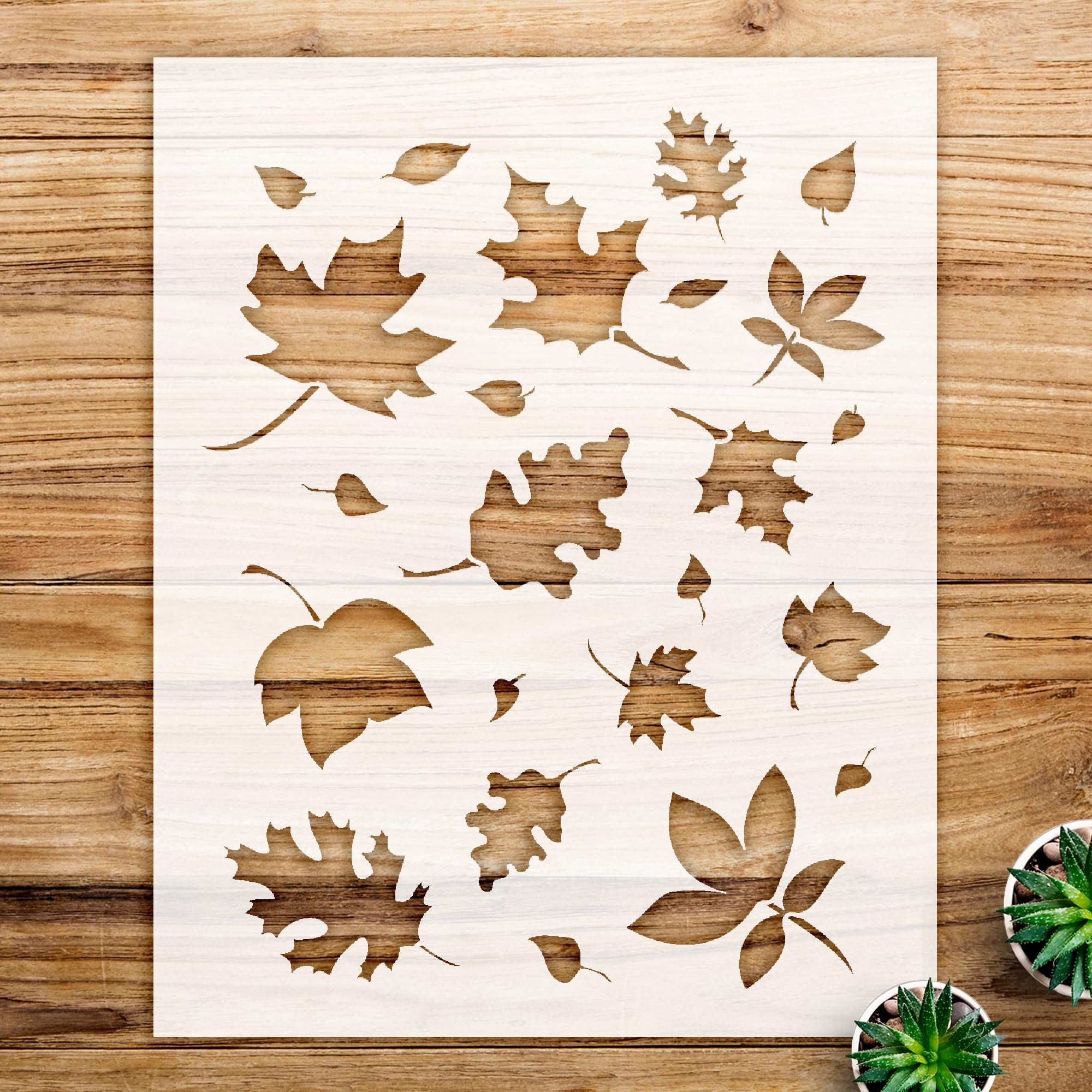 Fall Leaves Stencil Pattern for Wood Signs and Home Decor, Reusable Mylar Template for Autumn Crafts and DIY Projects - Size A2 (18.7