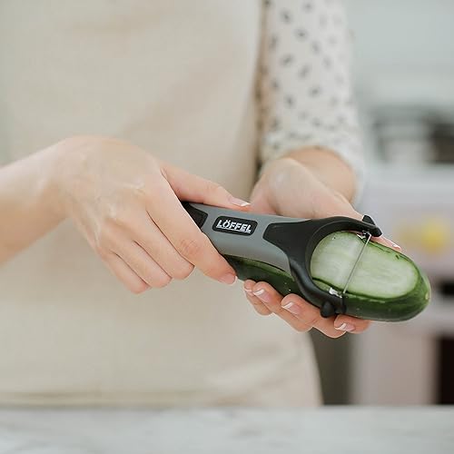 Miniatura 7 de Pelador para patatas y verduras y naranjas, resistente doble cara, agarre antideslizante, fruta de manzana, en forma de Y, con cuchillas rectas y