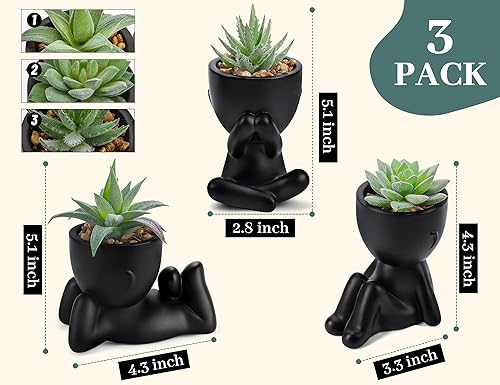 Miniatura 4 de Der Rose Bundle of 3pcs Fake Succulents Plants and Set of 6 Succulents Plants for Home Room Bathroom Living Room Decor