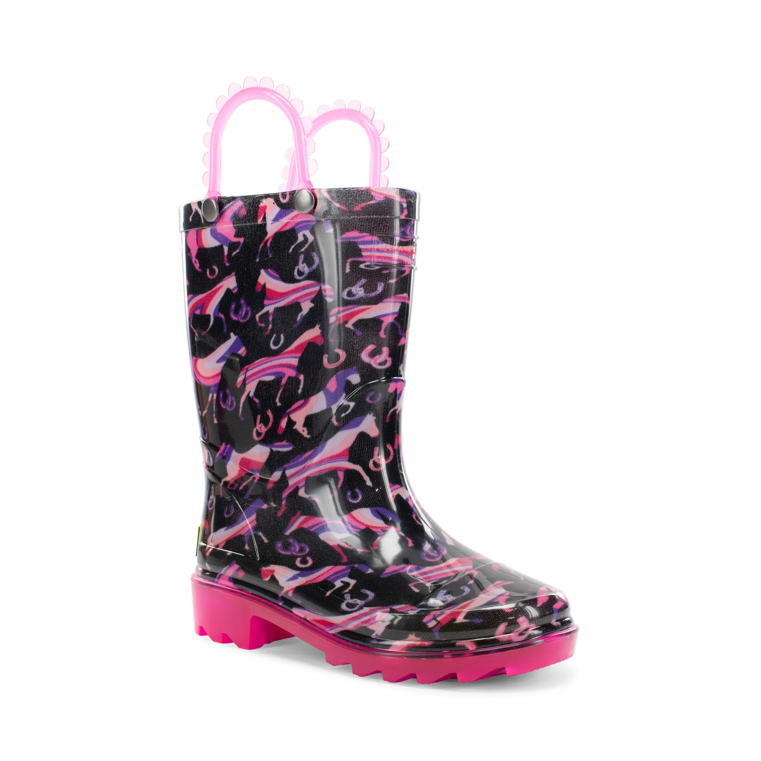 Western Chief Kids Waterproof Light Up Rain Boots With Handles for Easy On and Off for Boys and Girls