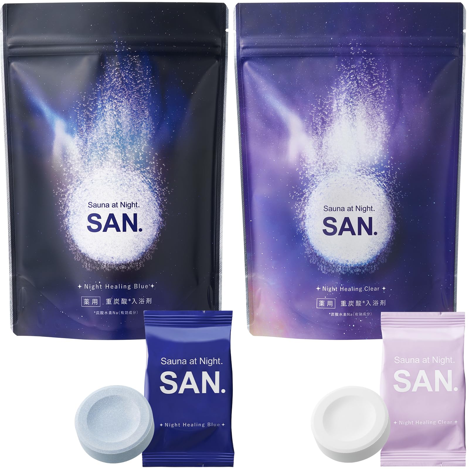 SAN. Sun Medicated Carbonated Bath Salt, 1.6 oz (45 g) x 16 Tablets, Quasi-drug, Bicarbonate, Bath Bullet (Recovery from Fatigue, Stiff Shoulder, Back Pain, Cold Disease, Moyash), Moisturizing