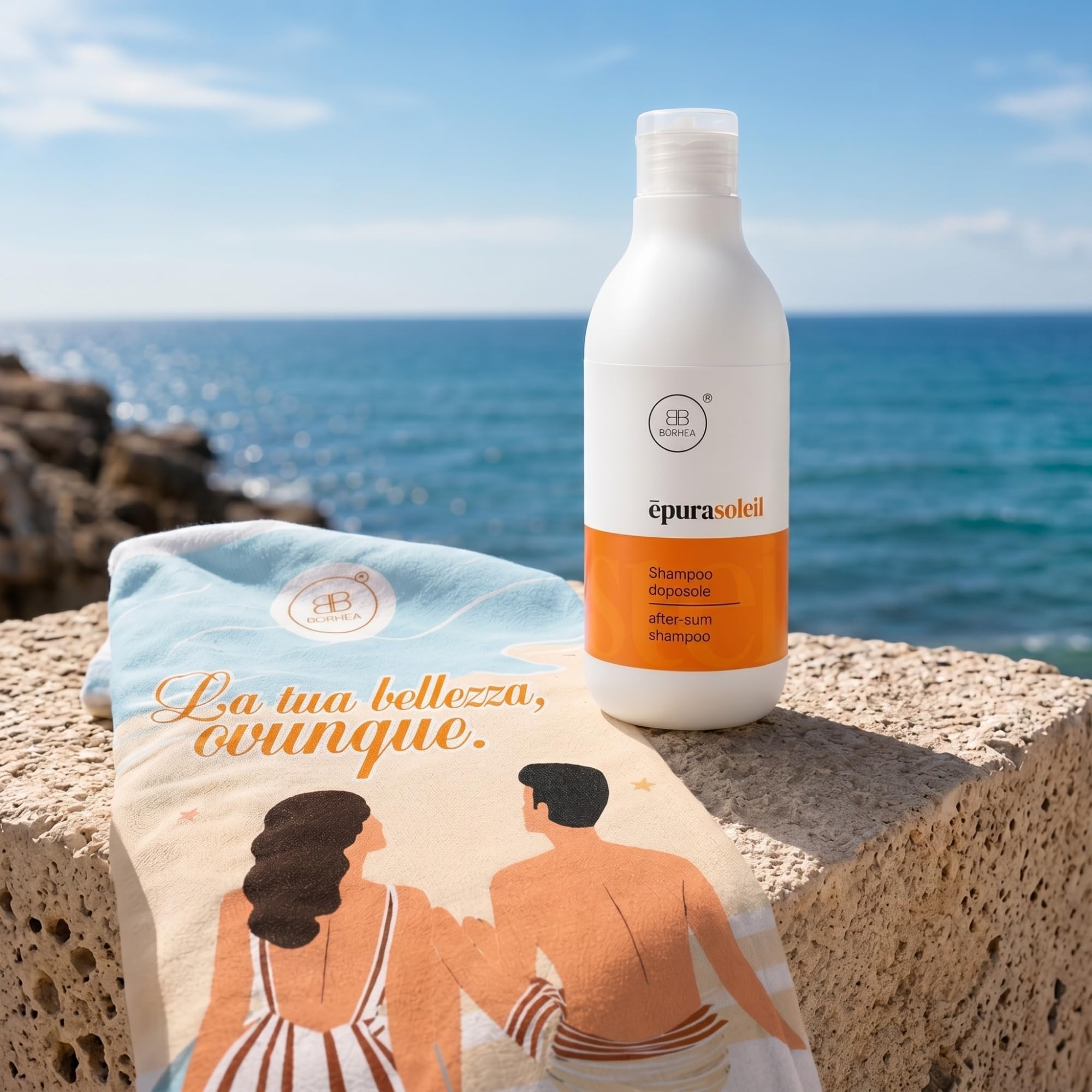 ĒPURA SOLEIL Trattamento Solare Capelli Professionale - Shampoo Doposole Idratante o Spray Protezione Mare Bifasico Termoprotettore - Con Cheratina, Cocco e Argan, Senza SLES (Sun Ritual Kit)