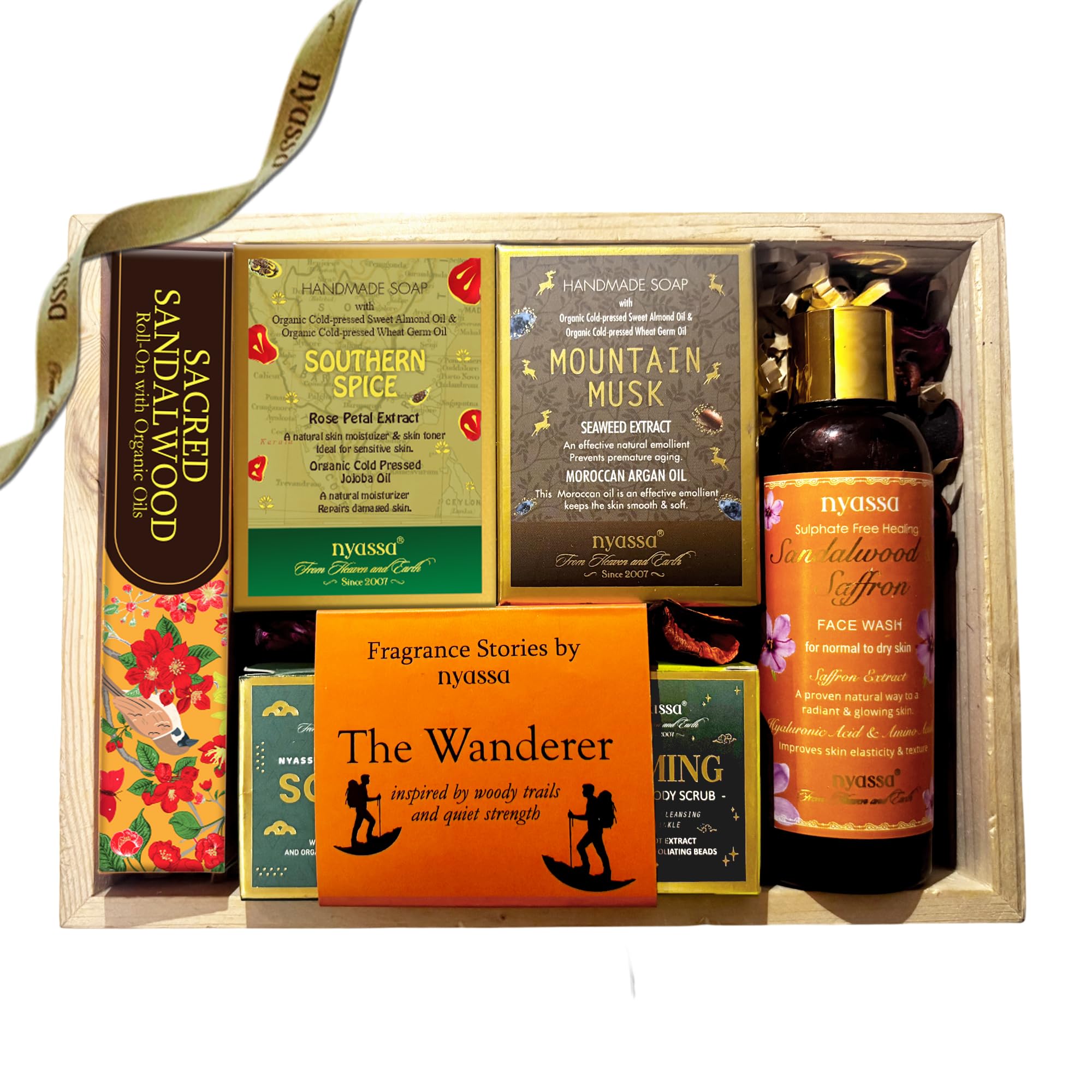 Nyassa The fragrance stories by nyassa: THE Wanderer Gift set | Natural Bath and Body Care Set | Handmade Soap | Roll On | Solid Perfume | Face and Body Scrub | Face Wash-image-38