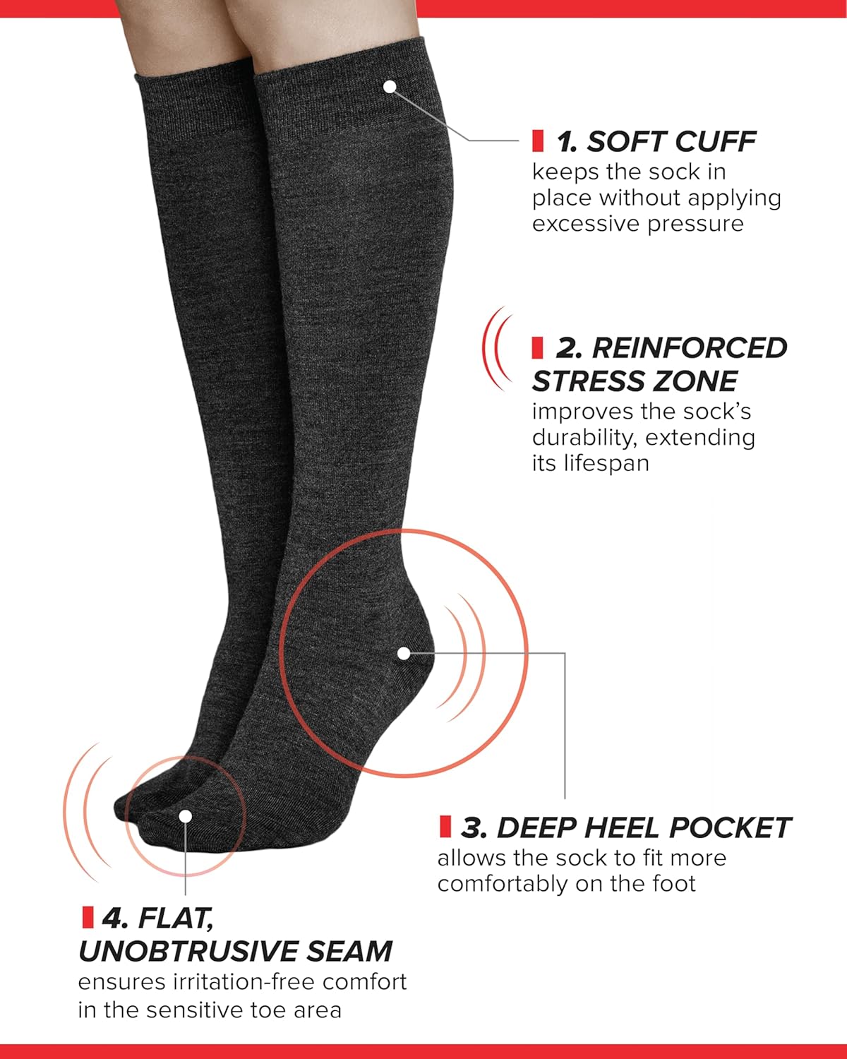 Women's 80% MERINO WOOL Long Knee High Length Winter Socks, Warm Breathable Woolen Over-the-Calf Ladies Knee-Highs - Image 8