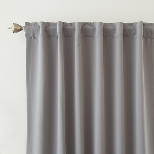 Miniatura 4 de Best Home Fashion Cortinas opacas con aislamiento térmico de alta calidad, pestaña trasera, bolsillo para barra, color gris, 52 pulgadas de ancho x