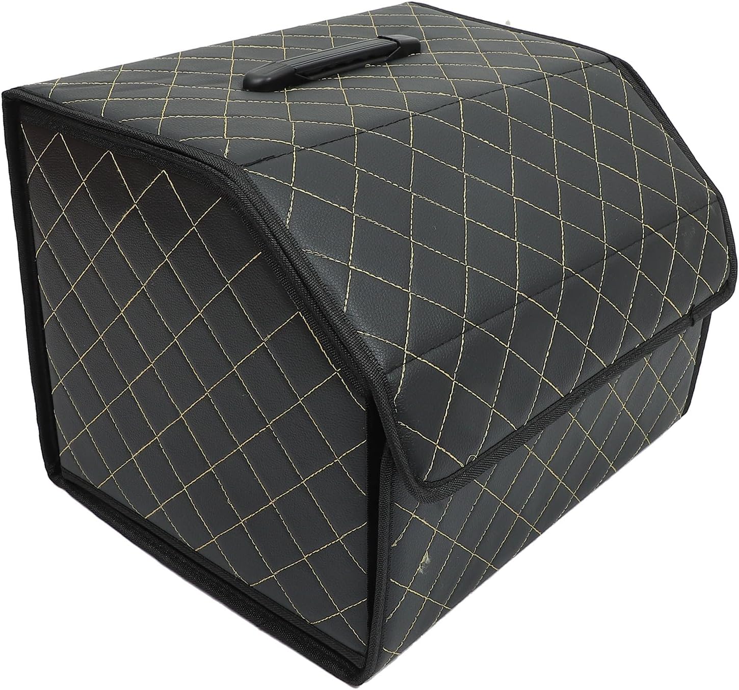Foldable Car Trunk Storage Organizer Box in PU Leather Black