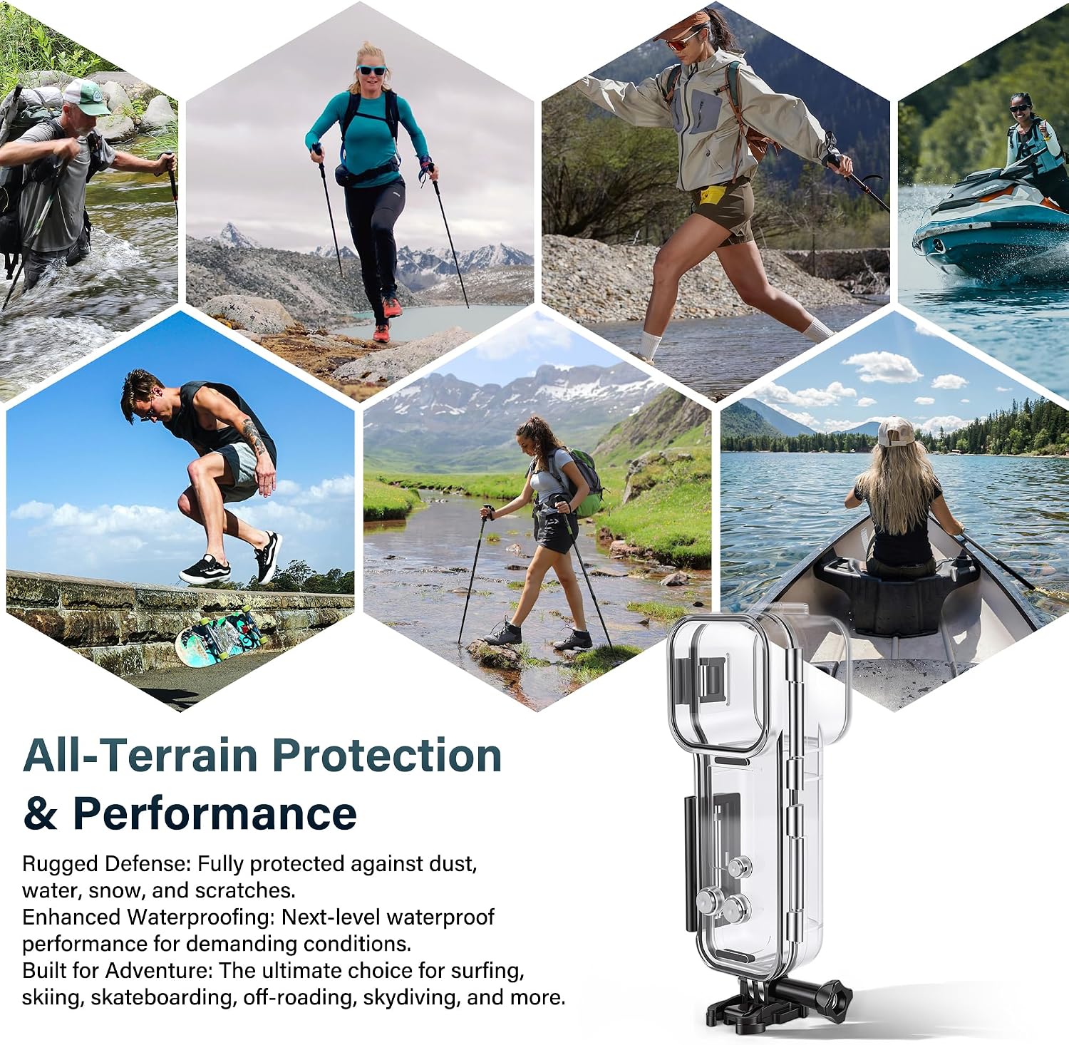 Walking Way Waterproof Case for DJI Osmo Pocket 3/ Xtra Muse, Anti-Fog Underwater Camera Housing, 60M/196FT Deep Diving Protective Shell Accessories Kit