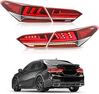MOSTPLUS Red Clear LED Tail Lights for 2018 2019 Toyota Camry Rear Lamps Assembly w/Sequential Turn Light (Set of 2) - coolthings.us
