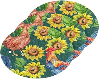 Scrub Sponge Hen Rooster Sunflowers Kitchen Washing Dishes Cleaning Sponges Watercolor Floral Non Scratch Sponge for Dish Countertops Sinks Floors Showers Tile Sinks 3 Pack