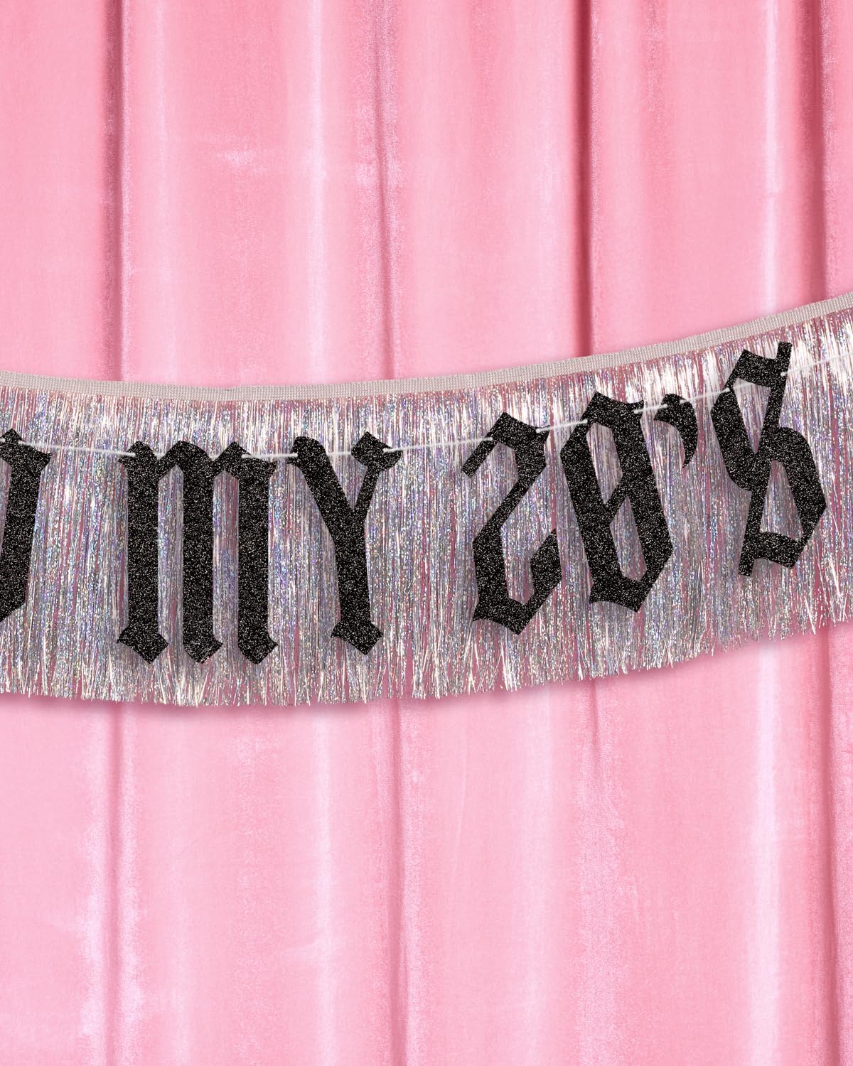 xo, Fetti RIP to My 20s Fringe Banner - Black Glitter & Iridescent Fringe, 5.5 Ft. | Birthday Decorations, Bday Party Sign, 30th Photoshoot Backdrop, Dirty Thirty Funeral Decor