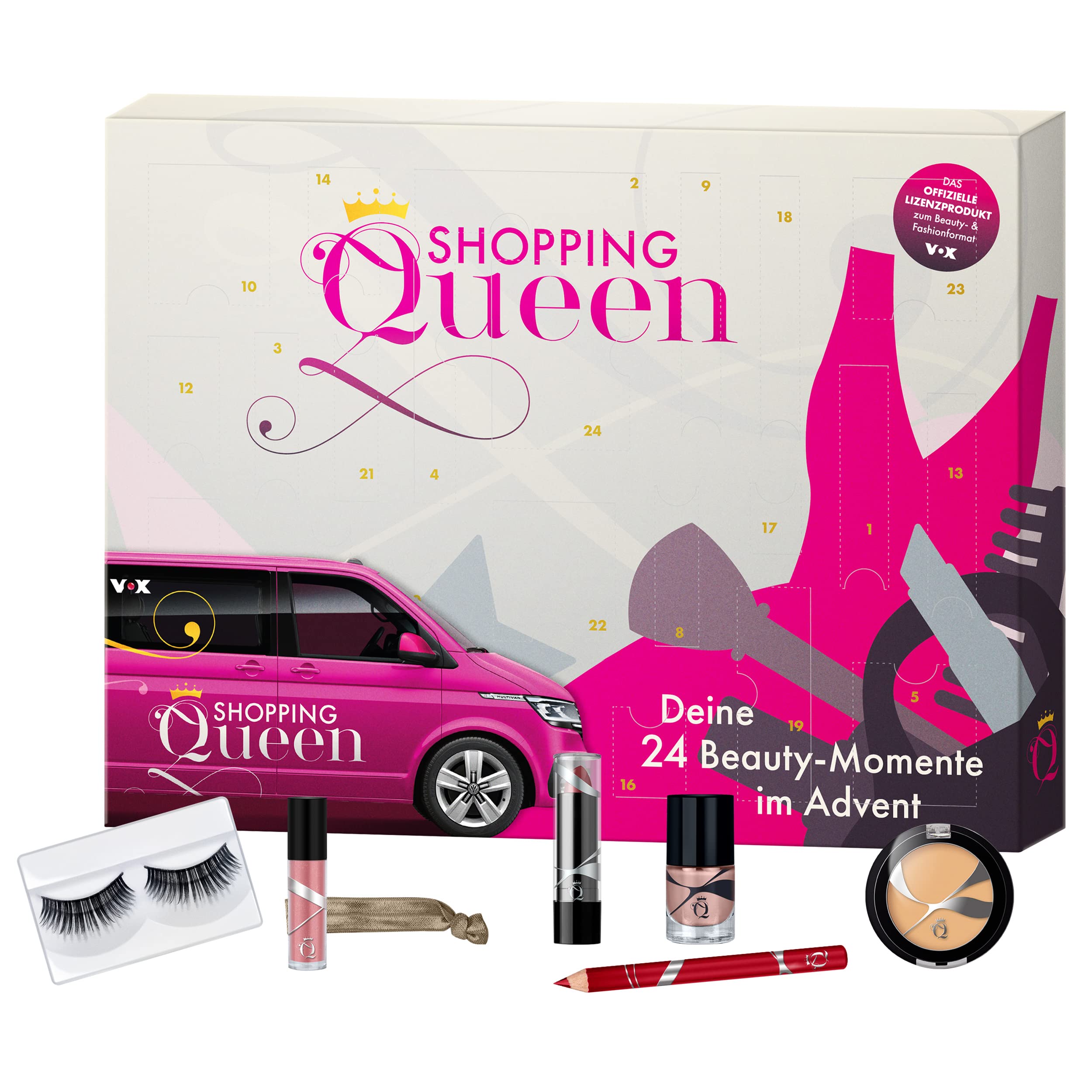 Shopping Queen Beauty Adventskalender 2022-24 Kosmetik und Schmink Überraschungen | Adventskalender für Frauen und Erwachsene, Make-up Sets, offizielles Lizenzprodukt, Rosa