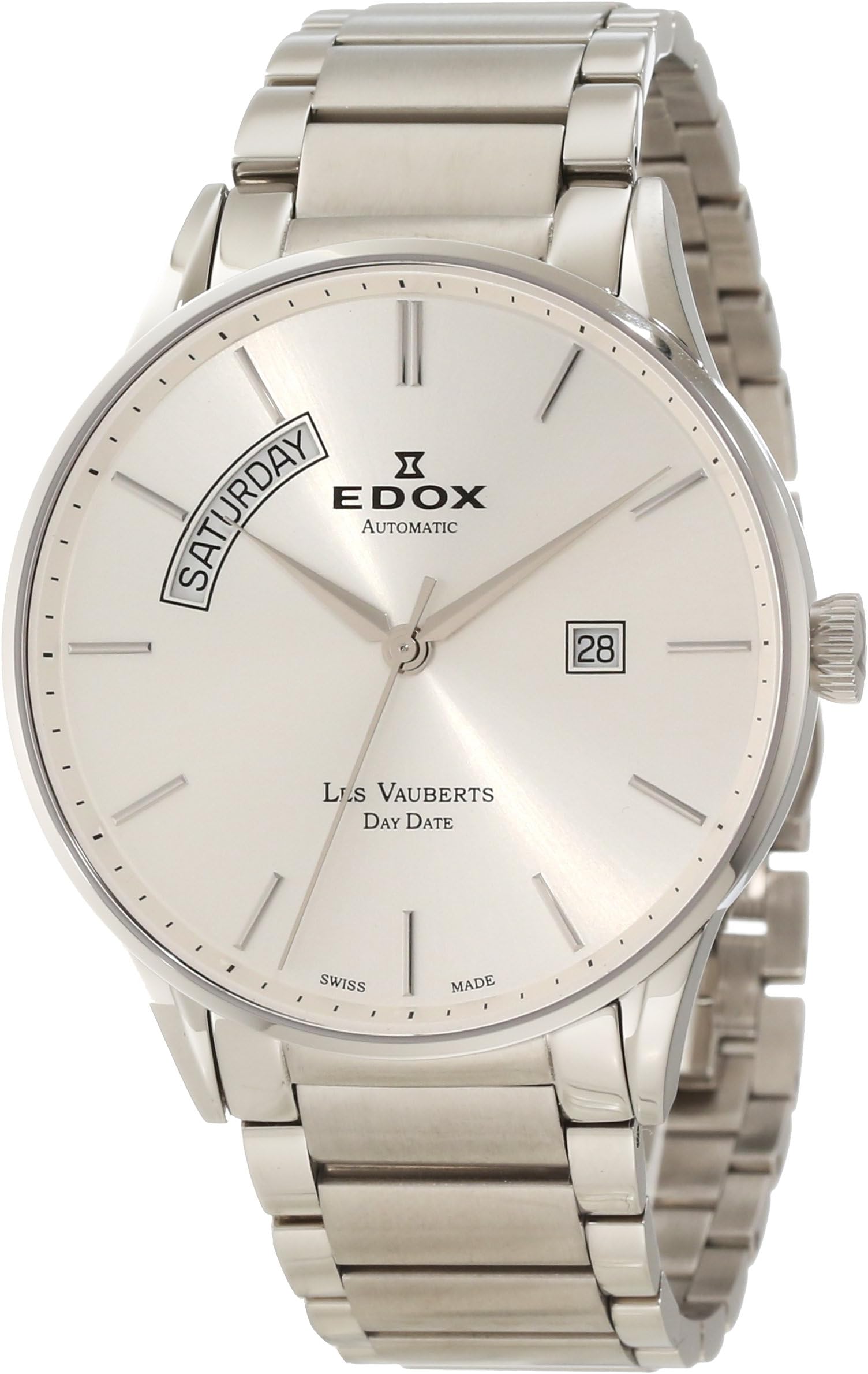 Edox Men's 83011 3B AIN Les Vauberts Automatic Silver Dial Two Tone Steel Watch