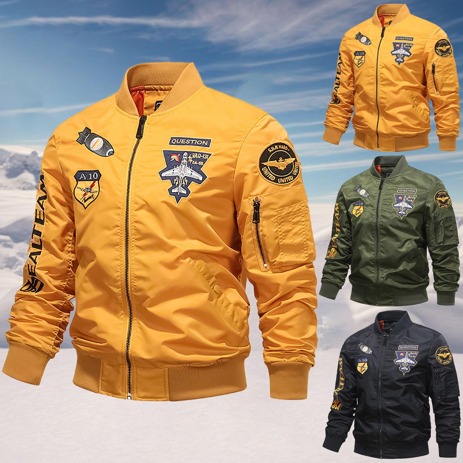 Generisch Chaqueta bomber para hombre, informal, a prueba de viento, forro polar, chaqueta de invierno Y2k, varios bolsillos, estilo militar, chaqueta de aviador, cuello alto, chaqueta bomber, otoño e