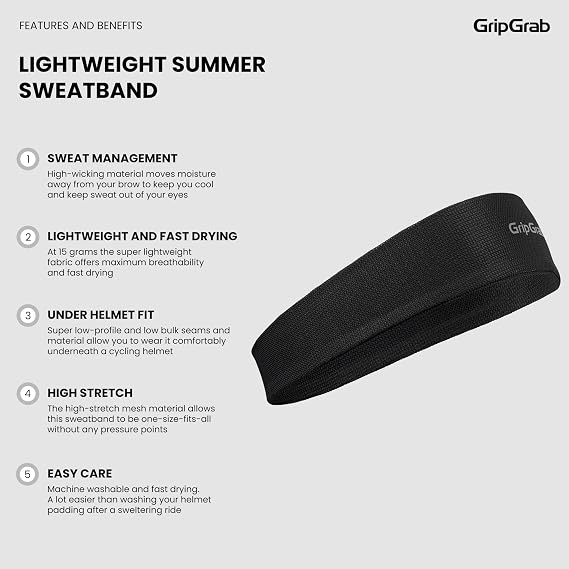 GripGrab Lightweight Summer Cycling Sweatband - Under-Helmet Bike Headband