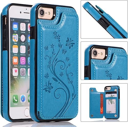 Miniatura 3 de Asuwish Funda para iPhone 78 iPhone SE 20202022 con protector de pantalla de vidrio templado, soporte de cuero con tarjetero, cierre magnético doble