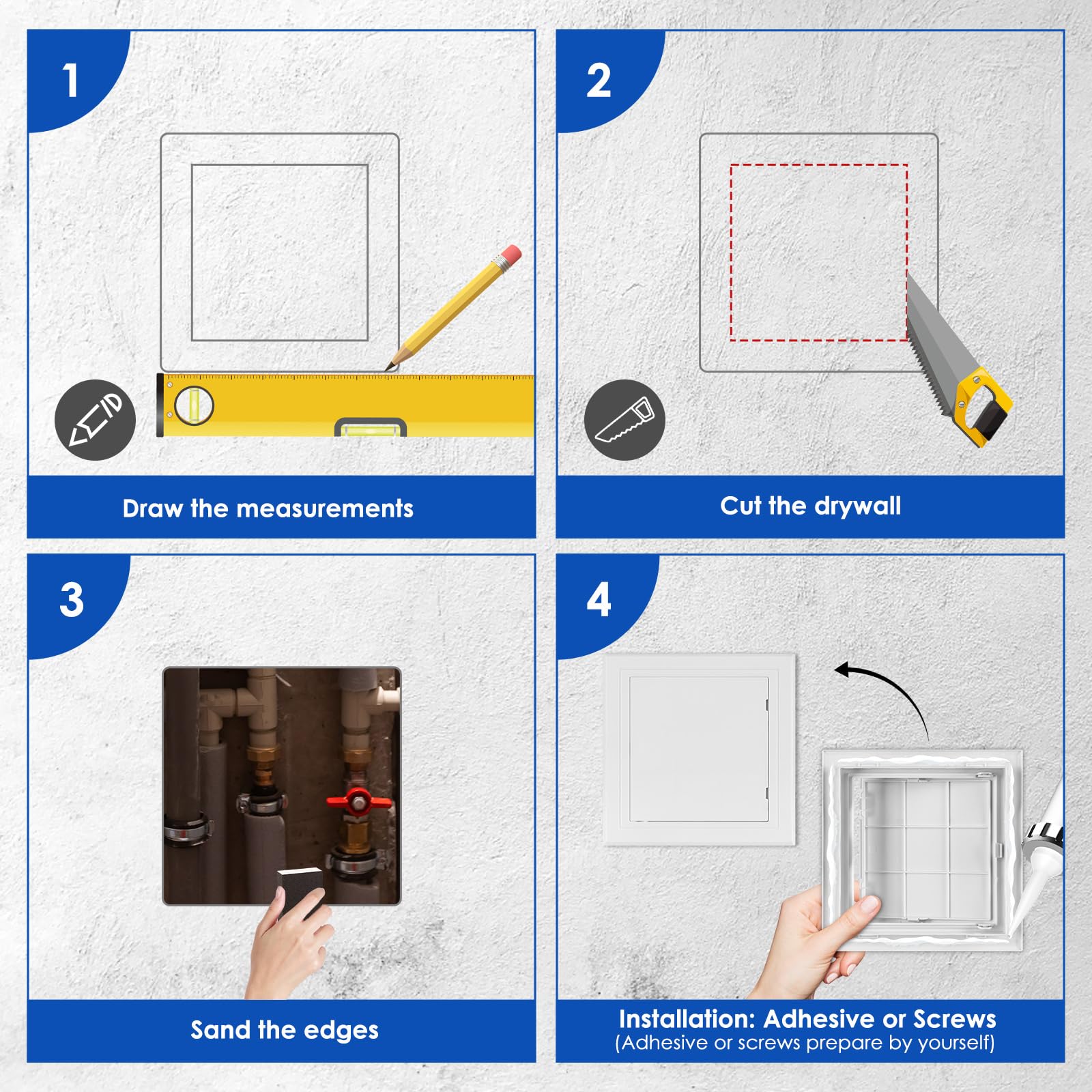 Access Panel 200x200 mm, Paintable Easy Access Doors with Hidden Hinges - Image 4