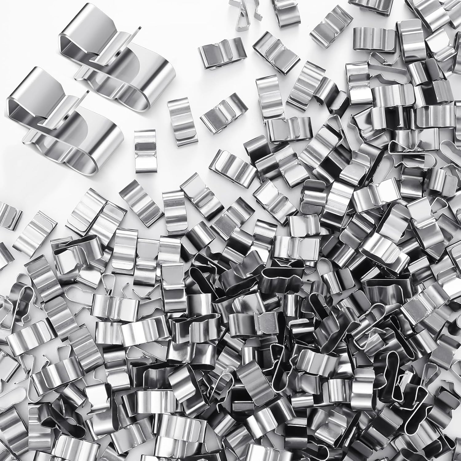 Zhengmy 500 Pcs Trailer Frame Wire Clips Stainless Steel Metal Cable Clips 22.5 mm/ 0.89 Inch Solar Panel Double Wire Clamps Trailer Clamps for PV Wiring Boat Cable